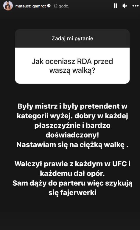 Gamrot Zapowiada Fajerwerki Zabra G Os Przed Walk Z By Ym Mistrzem