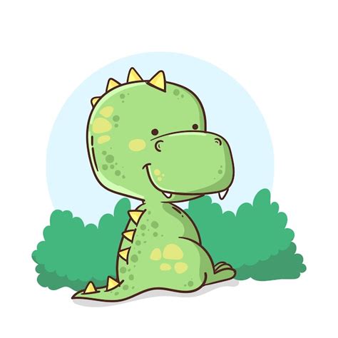 Dibujado a mano adorable bebé dinosaurio ilustrado Vector Gratis