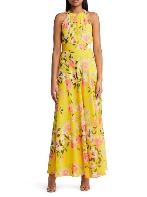 Eliza J Maxi Vestido Floral Con Cuello Halter