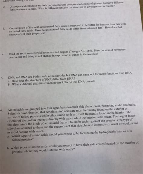 Solved 1. The structure of biological molecules determines | Chegg.com 