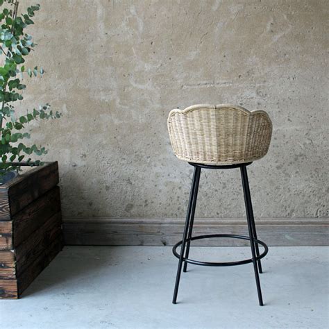 Natural Rattan Scallop Kitchen Island Bar Stool The Rattan Company