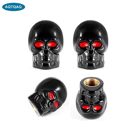 4pcs Set Universal Car Skull Style Antirust Copper Core Motorcycle Bike