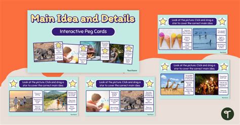 Main Idea And Details Interactive Peg Cards Teach Starter