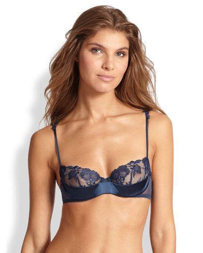 La Perla Ricamato Lace Top Balconette Bra In Blue Lyst