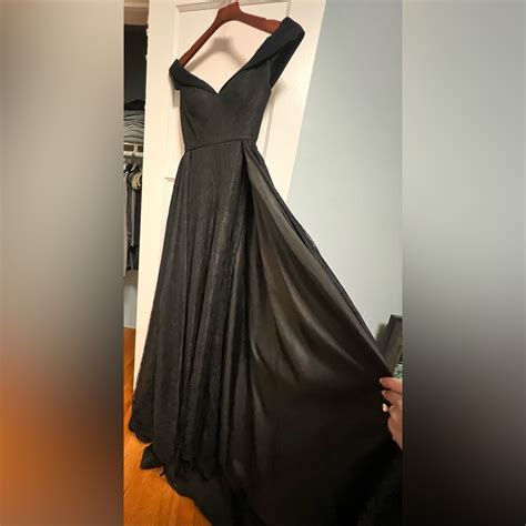 Mac Duggal Off Shoulder Black Gown Gem