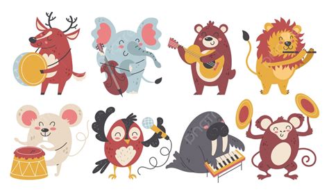 Animal Musician Vector Design Images, Animals Musicians Cartoon Music ...