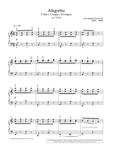 Allegretto In C Major Sheet Music Jean Baptiste Duvernoy Piano Solo