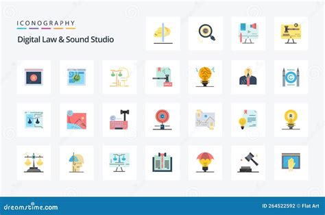 Paquete De Iconos De Color Plano De 25 Estudios De Leyes Digitales Y