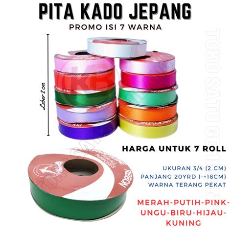 Jual Promo Warna Roll Pita Kado Jepang Polos Ukuran Cm