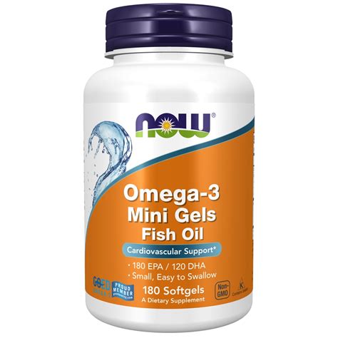 NOW Omega-3 Mini Gels -- 180 Softgels - Vitacost