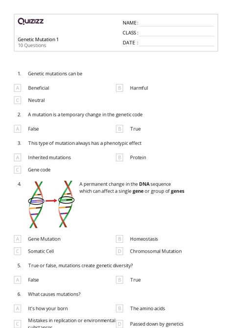 50 Genetic Mutation Worksheets For 9th Year On Quizizz Free And Printable