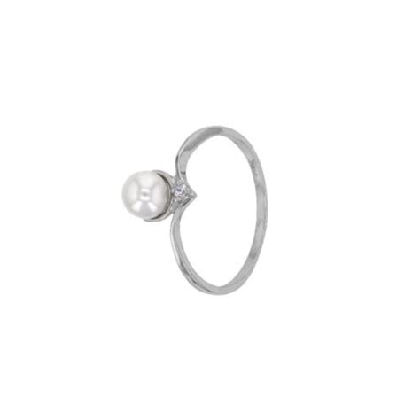 Bague Perle D Eau Douce Et Oxyde De Zirconium Argent Rhodi