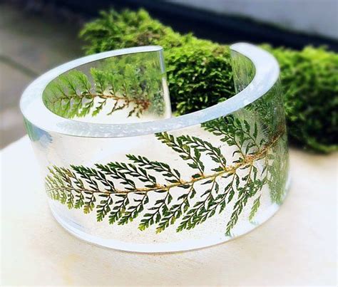 Real Fern Cuff Bracelet Vegan Botanical Jewelry Leaf Bracelet Plant