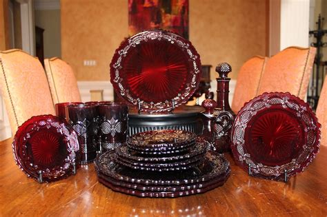 Avon Cape Cod Starter Set No Piece Set Ruby Red Dinnerware Four