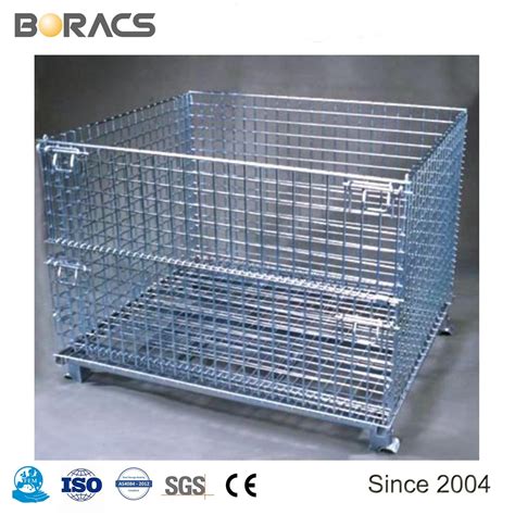 High Capacity Medium Duty Steel Warehouse Mesh Box Wire Cage Metal Bin Storage Container Wire