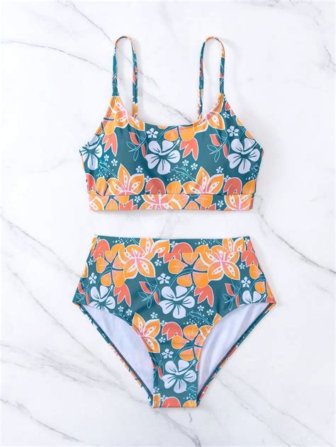 Swim Vcay Conjunto De Bikini Con Estampado Floral Aleatorio Sujetador