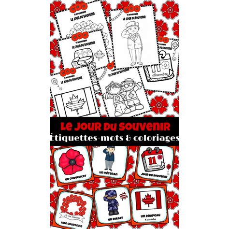 Jour Du Souvenir Tiquettes Mots Et Coloriage