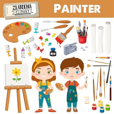 Pintor Clipart Clase De Arte Gr Ficos Pintura Clipart Art Etsy