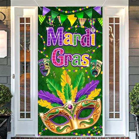 Buy Mardi Gras Decorations Door Cover, 6x2.9Ft Mardi Gras Door ...