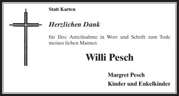 Traueranzeigen Von Willi Pesch Wirtrauern