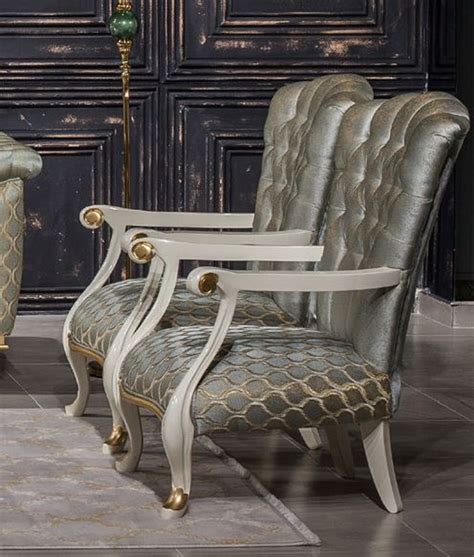 Casa Padrino Luxus Barock Sessel Türkis Weiß Gold Eleganter