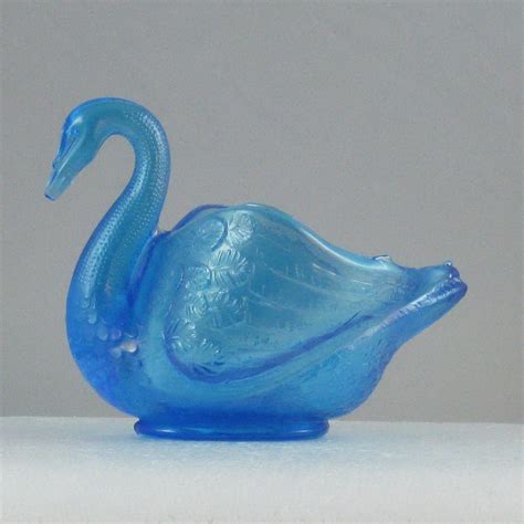 Fenton Celeste Blue Carnival Glass Pastel Swan Salt Carnival Glass