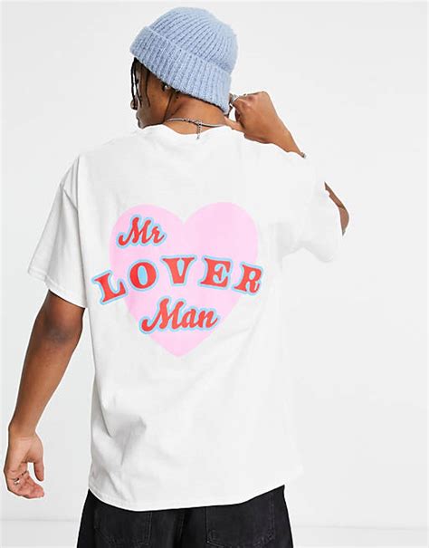 Topman Oversized Fit T Shirt With Front And Back Lover Print In White