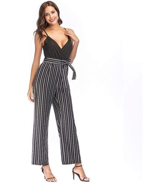 Jumpsuit Damen Lang Vintage Fashion Gestreift Weiten Bein Hose Playsuit Fiesta Kleidung Elegante