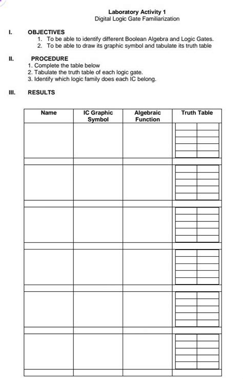 Solved Laboratory Activity 1 Digital Logic Gate