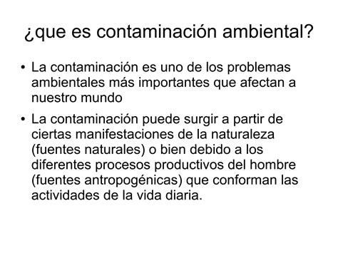 La Contaminacion Del Medio Ambiente PPT