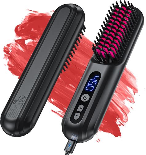 Amazon Cordless Hair Straightener Brush Portable Negative Ion