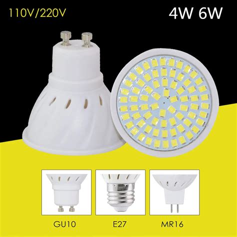 220V 110V LED E27 GU10 MR16 Lamp 4W 36 LEDs Bulb 6W 54LEDs Spotlight