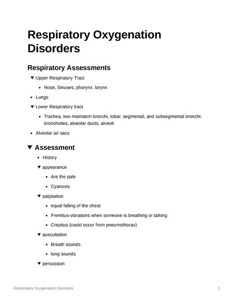 Respiratory Oxygenation Disorders Respiratory Oxygenation Disorders Respiratory Assessments