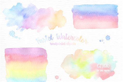 Pastel Watercolor Splashes Clipart By everysunsun | TheHungryJPEG