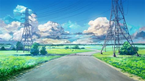 Road Clouds Utility Pole Anime Visual Novel Everlasting Summer