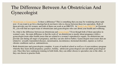 Ppt The Difference Between An Obstetrician And Gynecologist