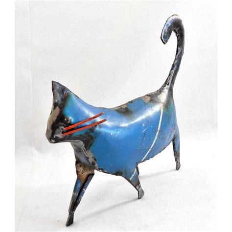 Recycled Metal Cat Sculpture Chairish