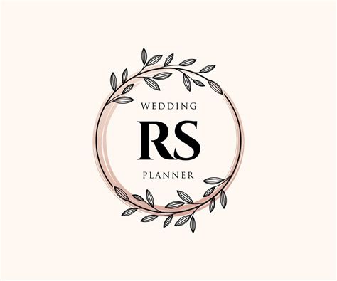 Colección De Logotipos De Monogramas De Boda Con Letras Iniciales Rs Plantillas Florales Y