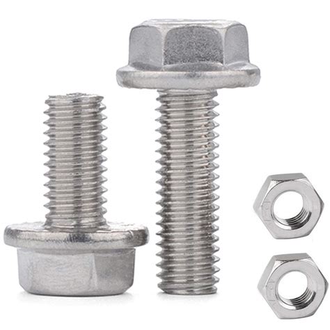 10set M8 125 X 25mm Flanged Hex Head Bolts Flange Hexagon Screws And