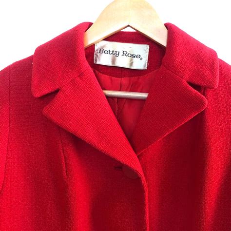 Vintage Betty Rose Red Wool Womens S S Button Up Jacket Size