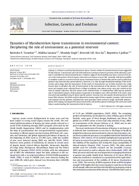 Pdf Dynamics Of Mycobacterium Leprae Transmission In Environmental