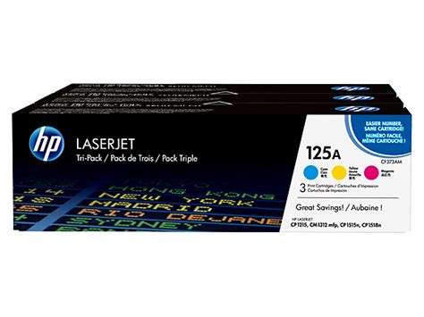 HP 125A 3 Pack Cyan Magenta Yellow Original LaserJet Toner Cartridges