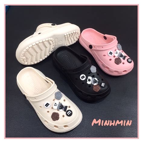 Dép Cross nữ độn đế Dép sục nữ chất liệu EVA kèm sticker hot trend Shopee Việt Nam