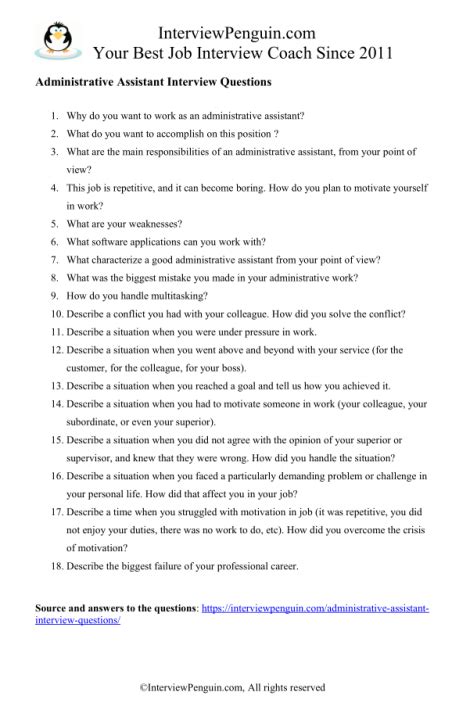 Hr Administrative Assistant Interview Questions Answers Myperfectresume Hot Sex Picture