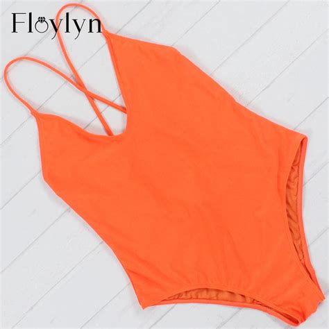 Floylyn 2017 New One Piece Swimsuit Women Swimwear Solid Color Women