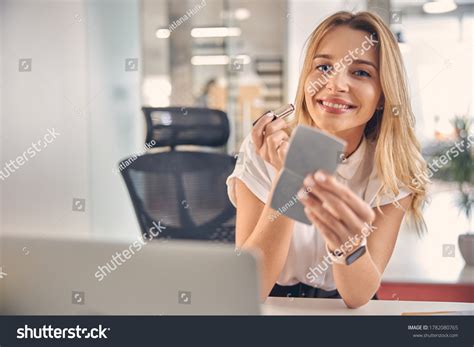 Beautiful Blonde Lady Looking Camera Smiling Stock Photo Shutterstock