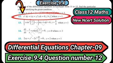 Ncert Class Math Differential Equation Exercise Qn Ex