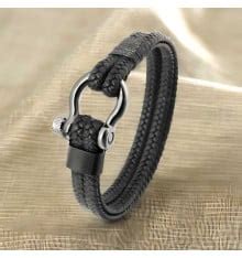 Bracelet Personnalise Homme Cuir Tresse Gourmette Acier Bijouxstore