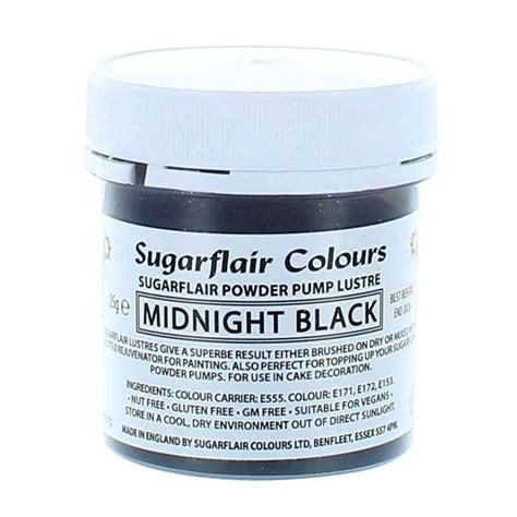 Sugarflair Midnight Black Edible Lustre Power Pump G Food