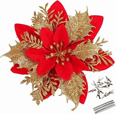 Amazon Zeyune Christmas Poinsettias Artificial Christmas Flowers